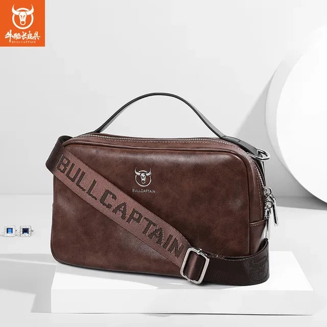 BULLCAPTAIN New Premium Silicone Leather Shoulder Small Crossbody Stylish Men Handbag Designer Luxury Messenger Bag