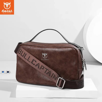 BULLCAPTAIN New Premium Silicone Leather Shoulder Small Crossbody Stylish Men Handbag Designer Luxury Messenger Bag