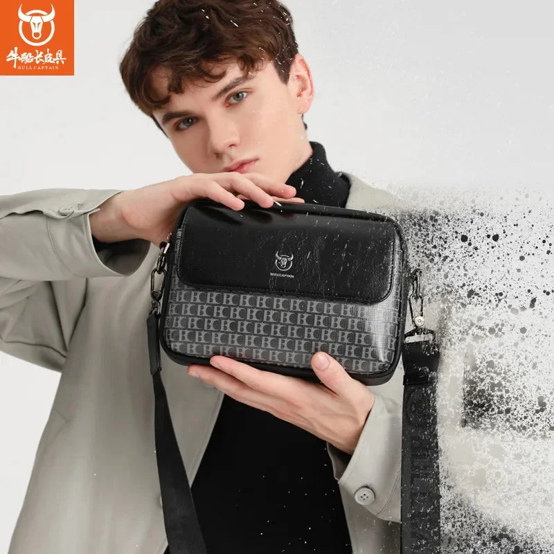 BULLCAPTAIN New Shoulder High Quality PU Leather Men's Crossbody 8 Inch IPad Leisure Camera Luxury Designer Bag