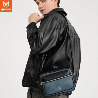 BULLCAPTAIN new shoulder men's leisure trend soft silicone leather ipad flat horizontal camera husband crossbody bag