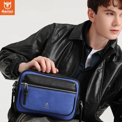 BULLCAPTAIN new shoulder men's leisure trend soft silicone leather ipad flat horizontal camera husband crossbody bag