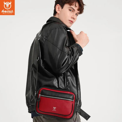 BULLCAPTAIN new shoulder men's leisure trend soft silicone leather ipad flat horizontal camera husband crossbody bag