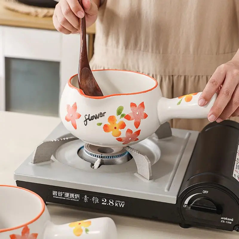 Baby small milk pot ceramic milk pot one non-coated ceramic pot new baby cooking pot home cooking pot