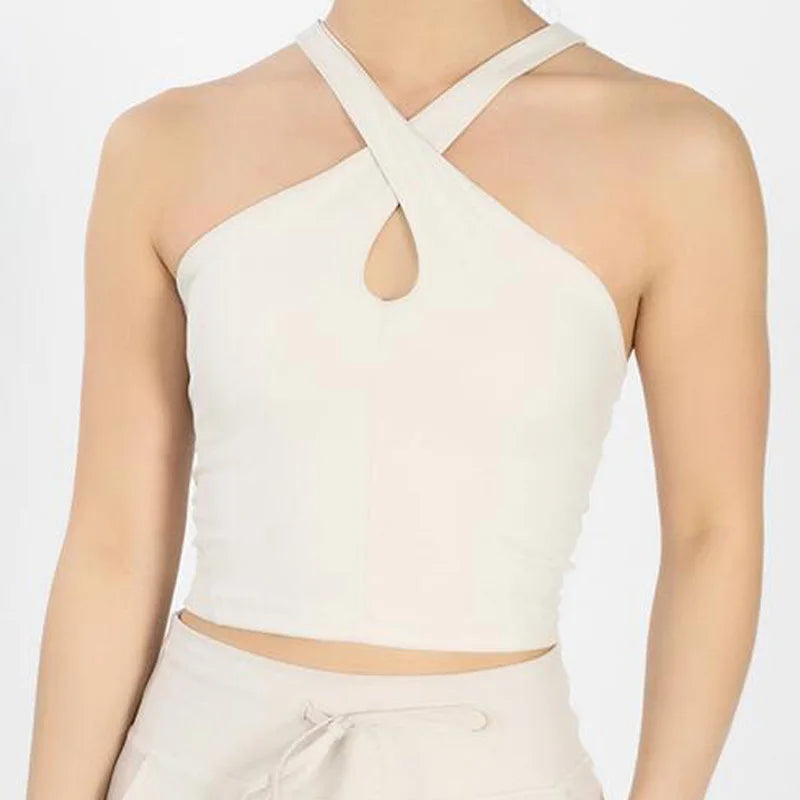 Back Cross Integrated Cup With Chest Pad Tank Top Sporty Bra