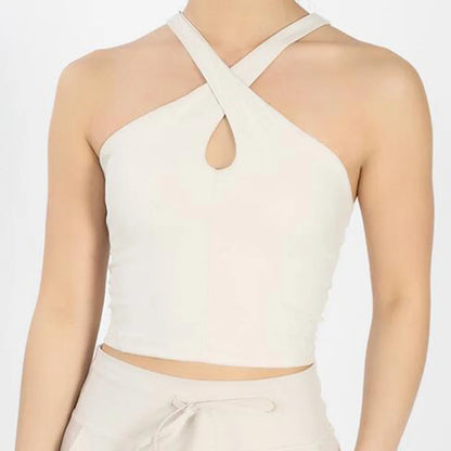 Back Cross Integrated Cup With Chest Pad Tank Top Sporty Bra