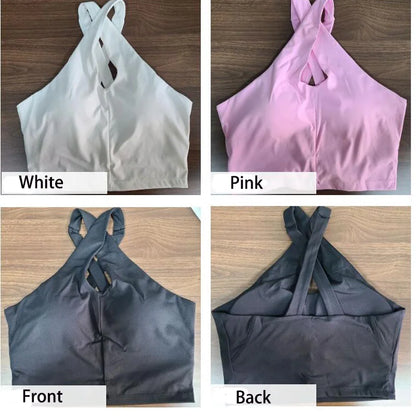 Back Cross Integrated Cup With Chest Pad Tank Top Sporty Bra