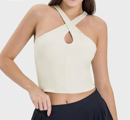 Back Cross Integrated Cup With Chest Pad Tank Top Sporty Bra
