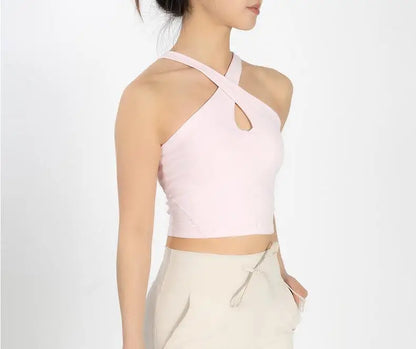 Back Cross Integrated Cup With Chest Pad Tank Top Sporty Bra