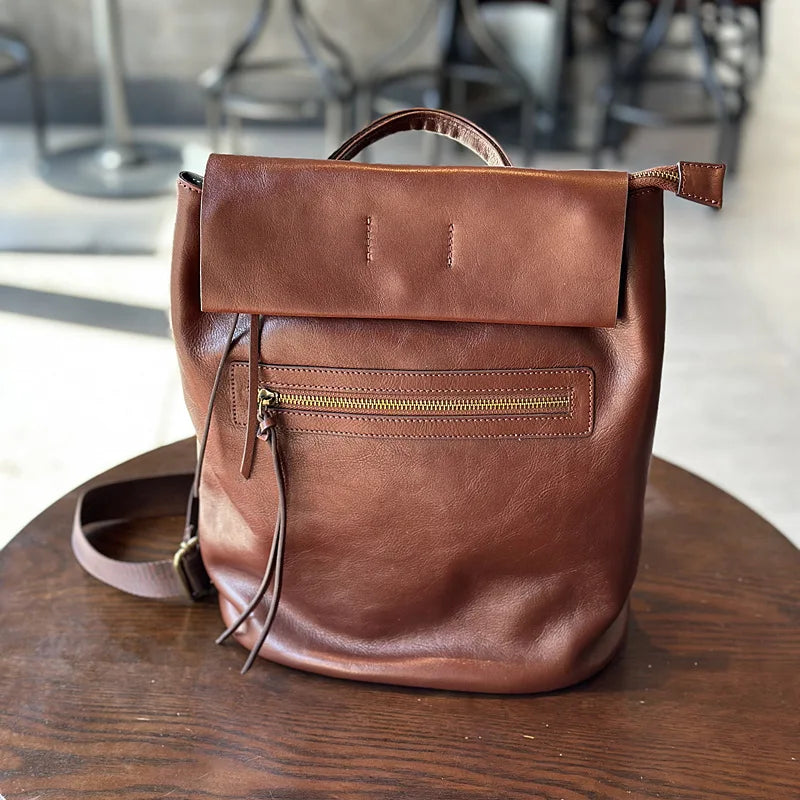 Backpack Female Genuine Leather Large Capacity New Shoulder Bag Preppy Style Casual Cowhide Schoolbag Versatile Mochilas