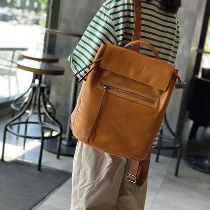 Backpack Female Genuine Leather Large Capacity New Shoulder Bag Preppy Style Casual Cowhide Schoolbag Versatile Mochilas