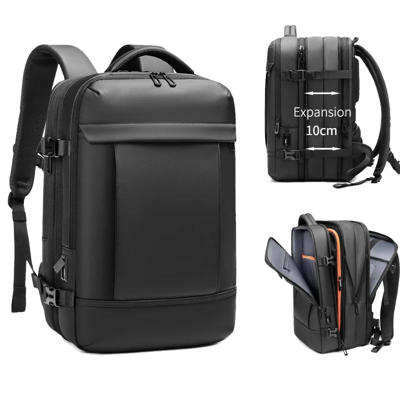 Backpack Man Business Expandable Large Capacity Laptop 17 in Black Bags for Travel Shcool Multifinonal with Usb Port Waterproof