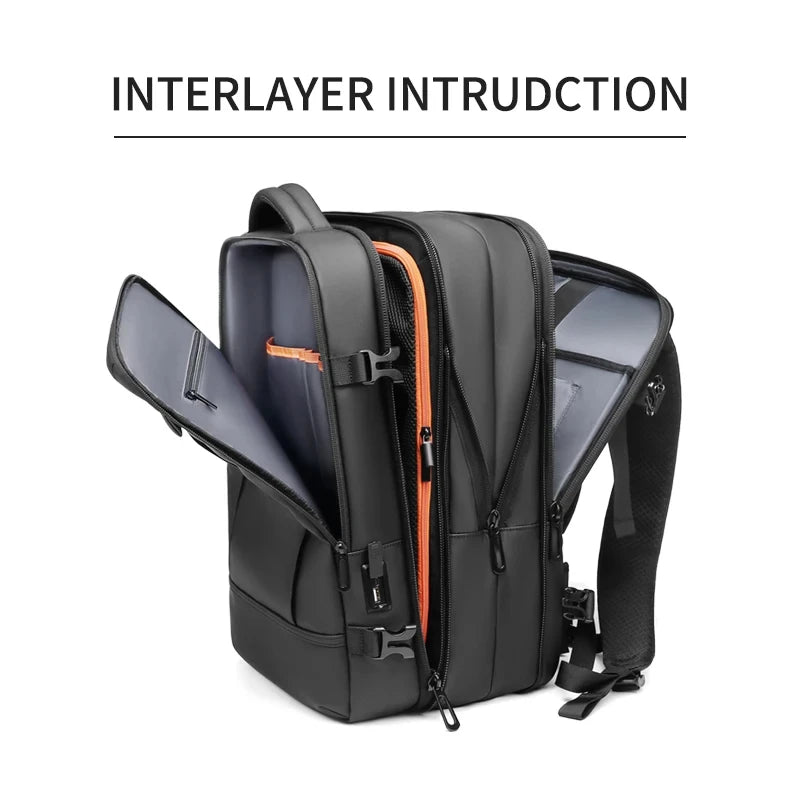 Backpack Man Business Expandable Large Capacity Laptop 17 in Black Bags for Travel Shcool Multifinonal with Usb Port Waterproof