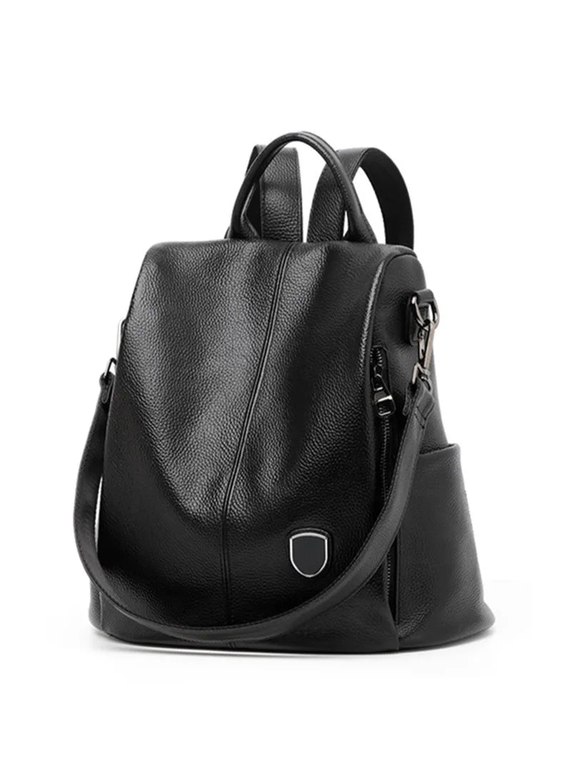 Backpack Women's Multi-functional Back Pack Casual Large Capacity Genuine Leather Shoulder Bags Solid All-match Travel Mochilas