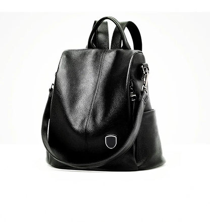 Backpack Women's Multi-functional Back Pack Casual Large Capacity Genuine Leather Shoulder Bags Solid All-match Travel Mochilas