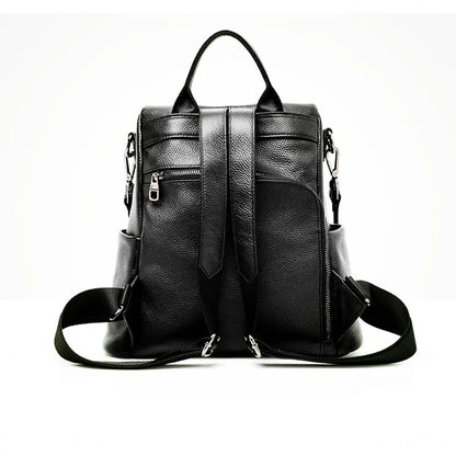 Backpack Women's Multi-functional Back Pack Casual Large Capacity Genuine Leather Shoulder Bags Solid All-match Travel Mochilas