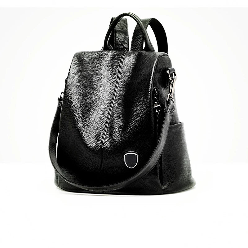 Backpack Women's Multi-functional Back Pack Casual Large Capacity Genuine Leather Shoulder Bags Solid All-match Travel Mochilas