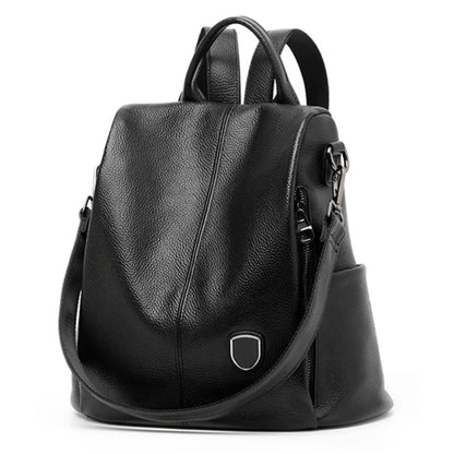Backpack Women's Multi-functional Back Pack Casual Large Capacity Genuine Leather Shoulder Bags Solid All-match Travel Mochilas