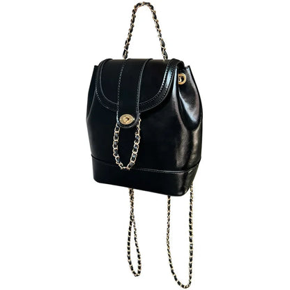 Backpack Women's New Style High-end First-layer Cowhide Bag Small Fragrance Fashion Women's Chain Backpack