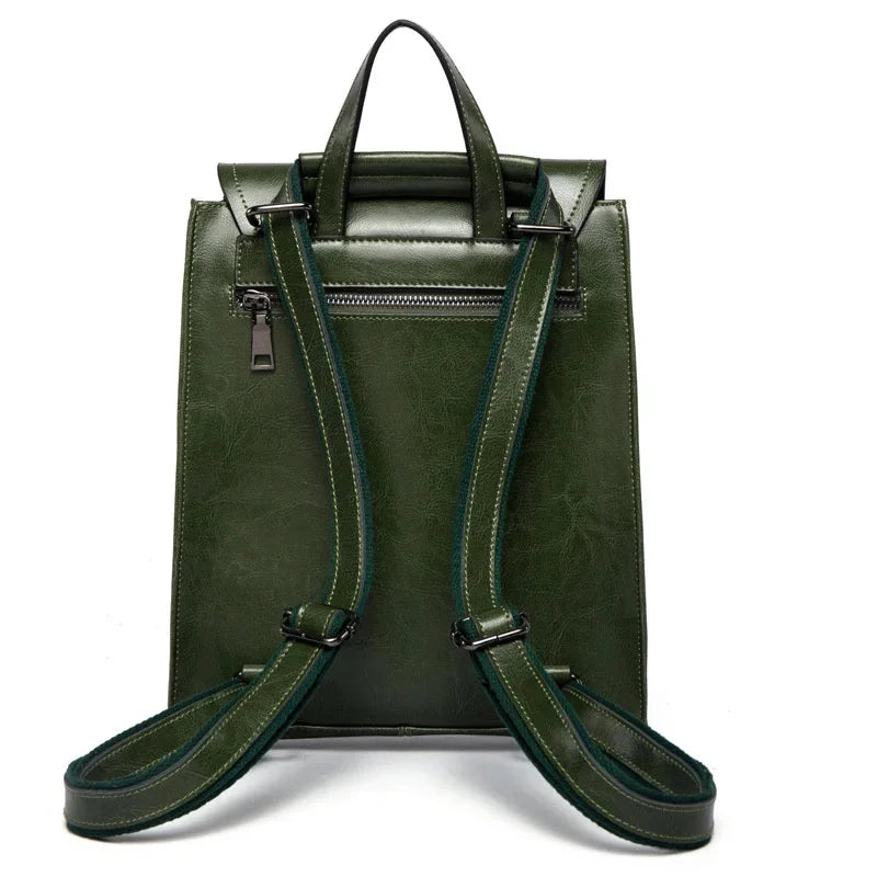 Backpack female 2024 new Europe and the United States wind joker leather handbag fashion oil wax cowhide women's backpack