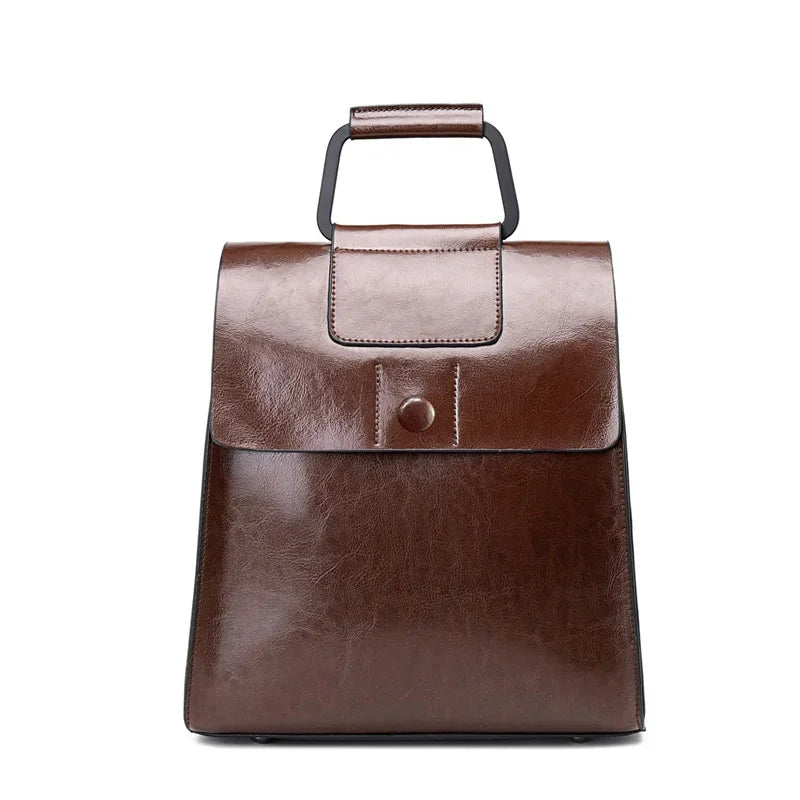 Backpack female new 2024 European and American wind joker leather handbag fashion oil wax cowhide women's backpack