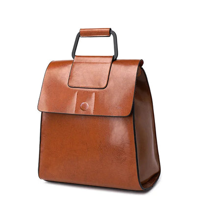 Backpack female new 2024 European and American wind joker leather handbag fashion oil wax cowhide women's backpack