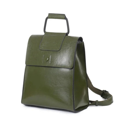 Backpack female new 2024 European and American wind joker leather handbag fashion oil wax cowhide women's backpack