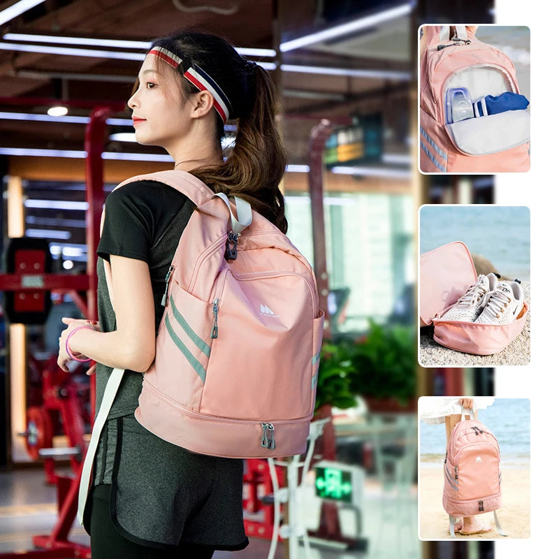 Backpack for Women with Shoes Compartment & Wet Pocket Lightweight Large Travel Hiking Backpacks Waterproof Sports Fitness Bag