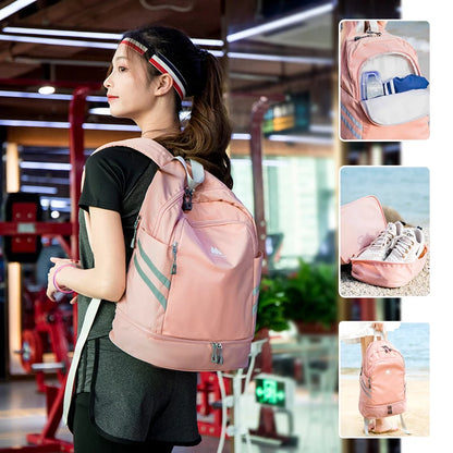 Backpack for Women with Shoes Compartment & Wet Pocket Lightweight Large Travel Hiking Backpacks Waterproof Sports Fitness Bag