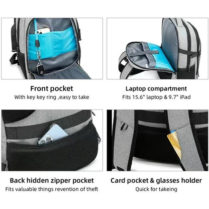 Backpack travel cabin 46x24x33 For Men 15.6 inch USB Charge Travel Notebook Laptop Backpacks Fashion School Backpack For Male