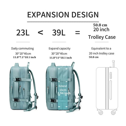 Backpacks Woman Multifinonal Travel High Capacity Bag Expandable Casual Dry and Wet Separation Men's Waterproof Backpack 17 Inch