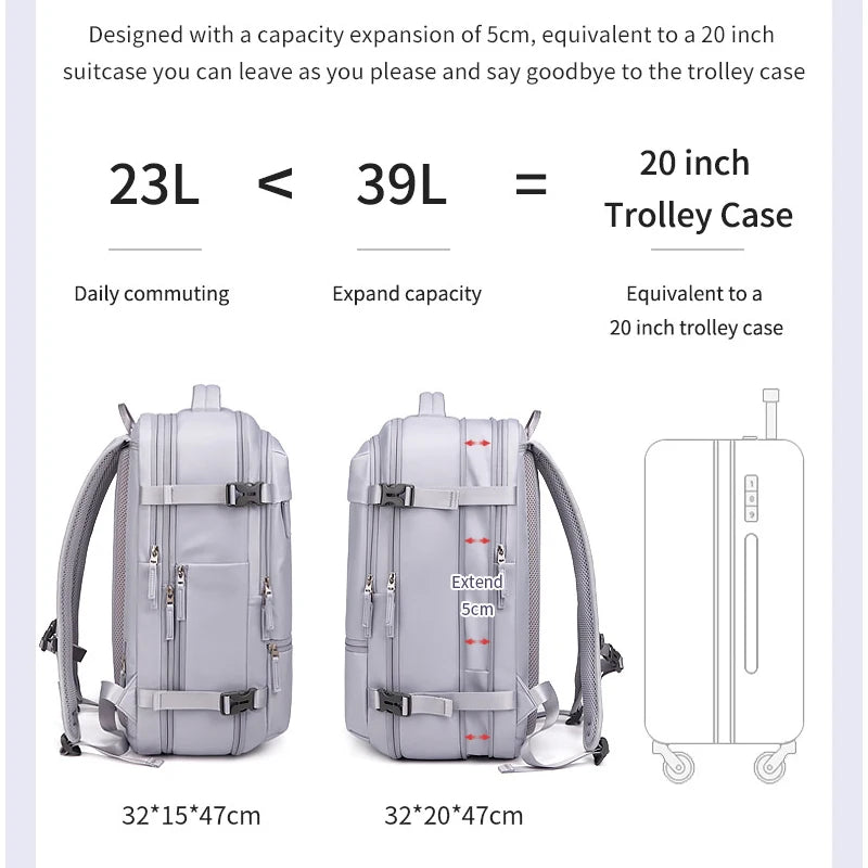 Bag for Women Man Travel Backpack Teenage Girl Expanded Business Laptop with Dry Wet Bags 16inch Waterproof School Back Pack