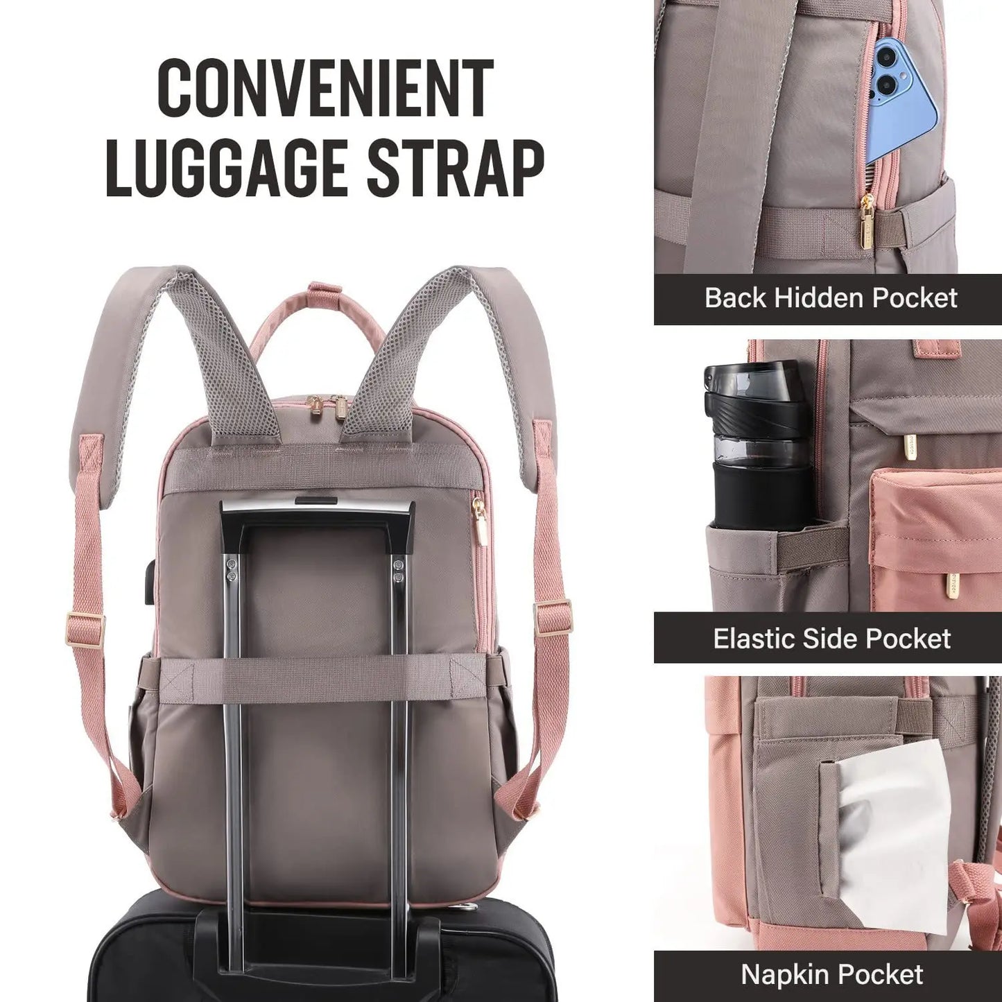 Bagpack for Women Patchwork Basic Nylon Waterproof Fashion Tote Bag Travel Hiking Usb Port 15’6in Notebook Backpacks New Street