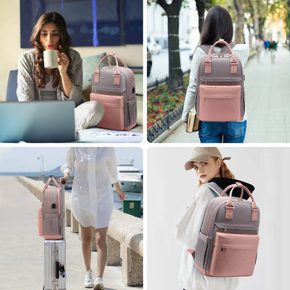 Bagpack for Women Patchwork Basic Nylon Waterproof Fashion Tote Bag Travel Hiking Usb Port 15’6in Notebook Backpacks New Street