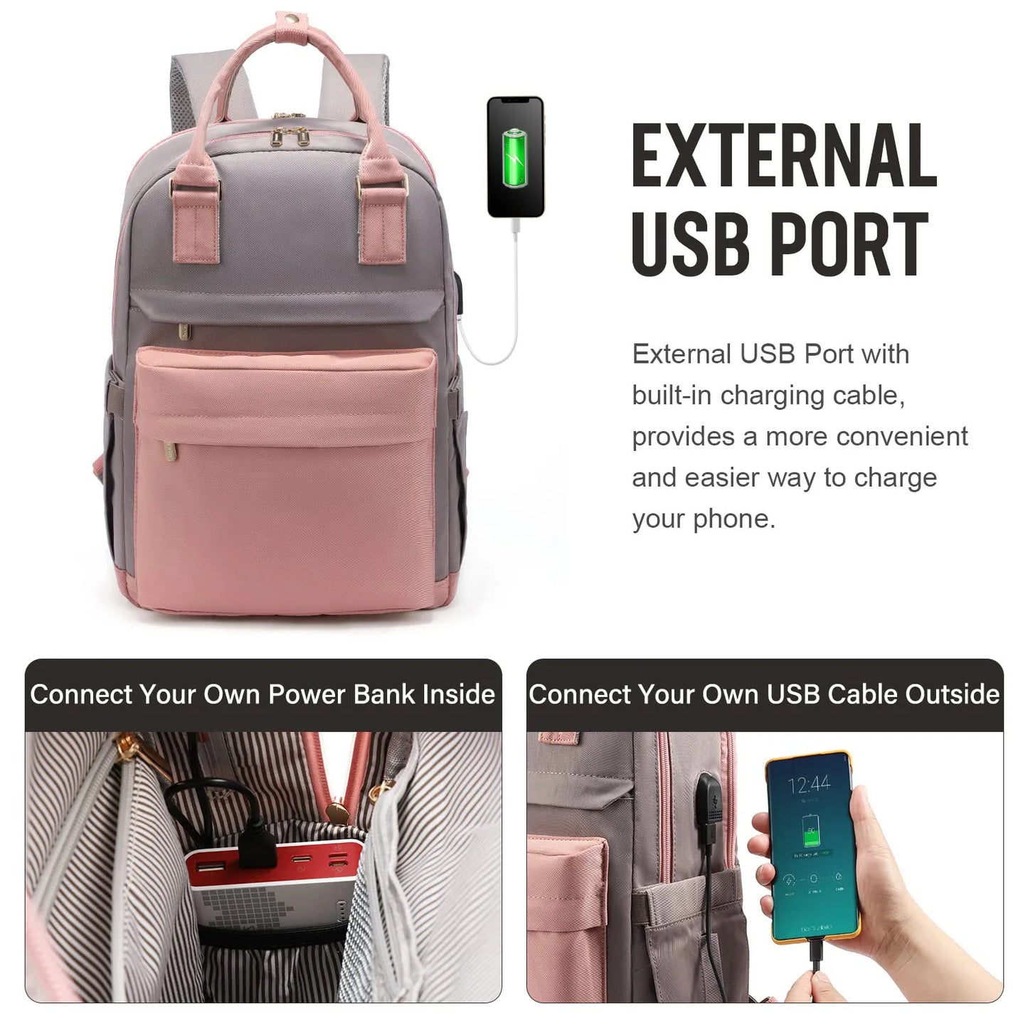Bagpack for Women Patchwork Basic Nylon Waterproof Fashion Tote Bag Travel Hiking Usb Port 15’6in Notebook Backpacks New Street