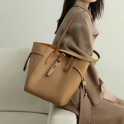 Bags For Women Shoulder Bag Luxury High Quality Tote 2024 Genuine Leather High Capacity Messenger Solid Color Women's Handbag
