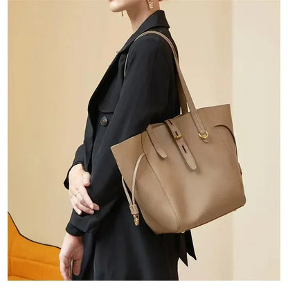 Bags For Women Shoulder Bag Luxury High Quality Tote 2024 Genuine Leather High Capacity Messenger Solid Color Women's Handbag