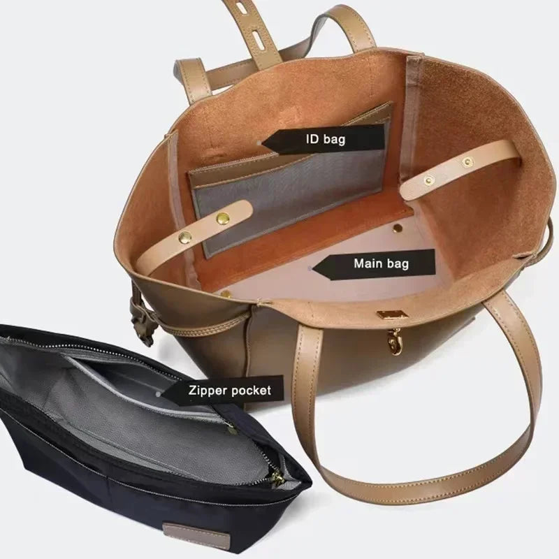 Bags For Women Shoulder Bag Luxury High Quality Tote 2024 Genuine Leather High Capacity Messenger Solid Color Women's Handbag