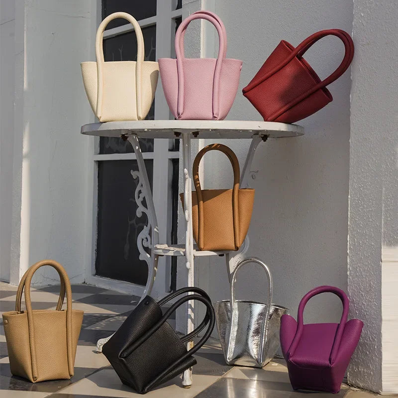 Bags for Woman 2024 New Korean Minority Cowhide Bucket Bag One Shoulder Crossbody Portable Versatile Mini Handbags Purses Female
