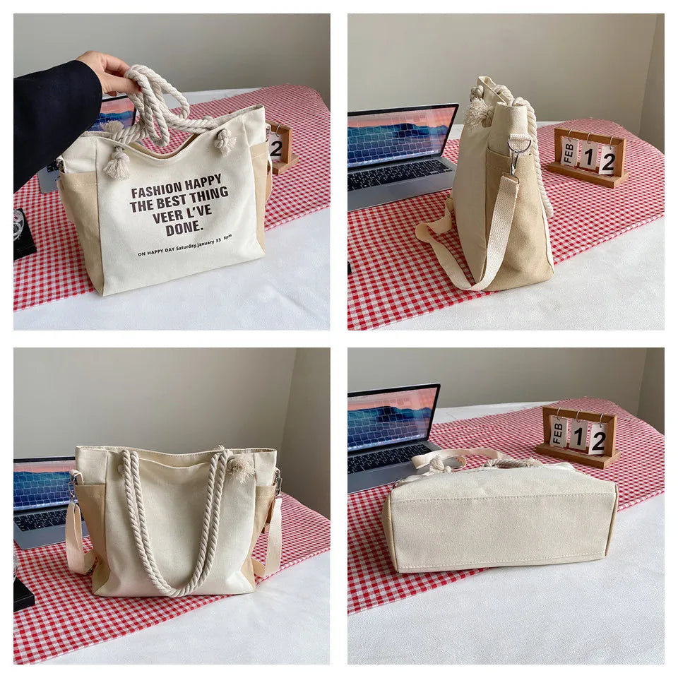 Bags for Women 2023 New Women Canvas handbags Messenger Bag Lady Retro Casual Small Fresh Shoulder Bag