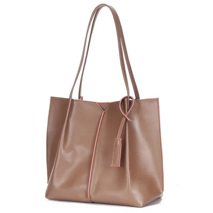 Bags for Women 2024 New Genuine Leather Fashion Bucket Bag Simple Large Capacity Tote Bag Shoulder Bag Luxury Designer Handbag