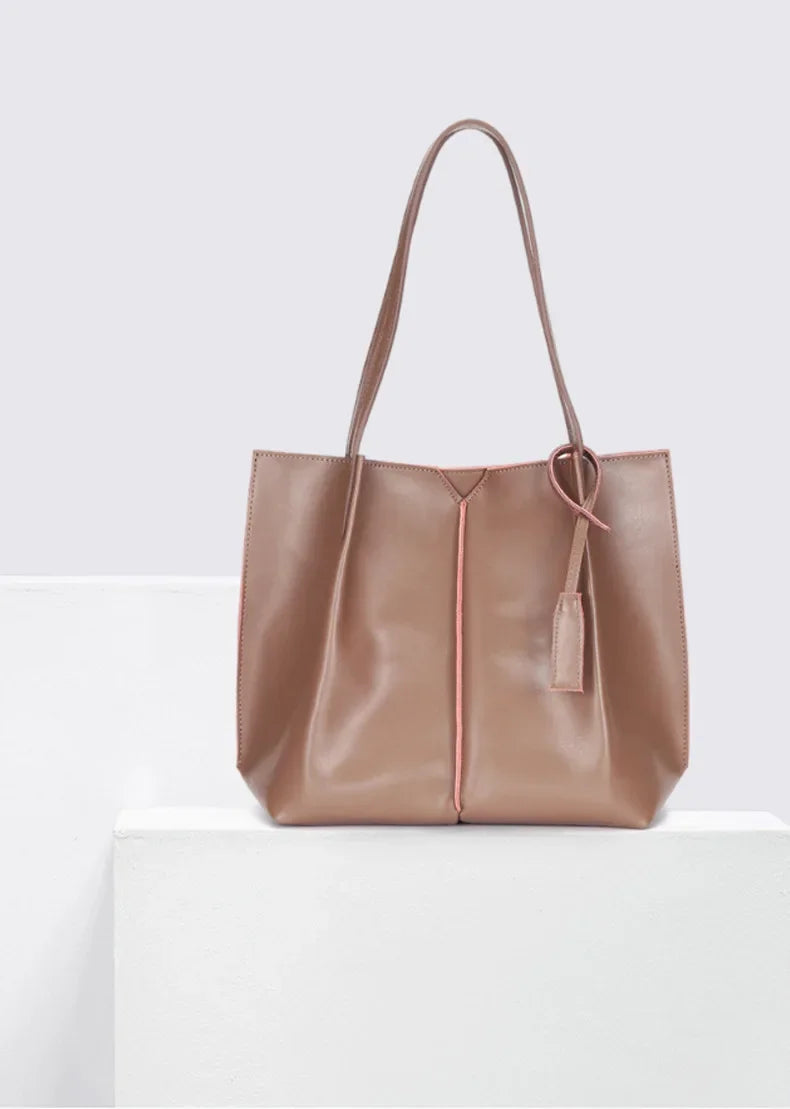 Bags for Women 2024 New Genuine Leather Fashion Bucket Bag Simple Large Capacity Tote Bag Shoulder Bag Luxury Designer Handbag