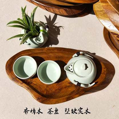 Balsam Camphor Wood Whole Wooden Drainage Water Storage TeaSet Drawer Tea Board Kung Fu Tea Tray Chinese Tea Ceremony Tools