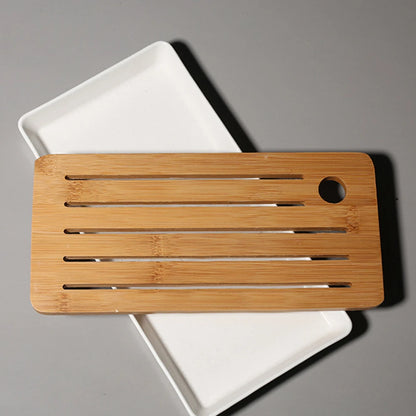 Bamboo Cover Ceramic Pot Bearing Holder Aesthetic Gaiwan Tray Small Dry Brew Table Tea Tray Tea Ceremony Accessories Decoration