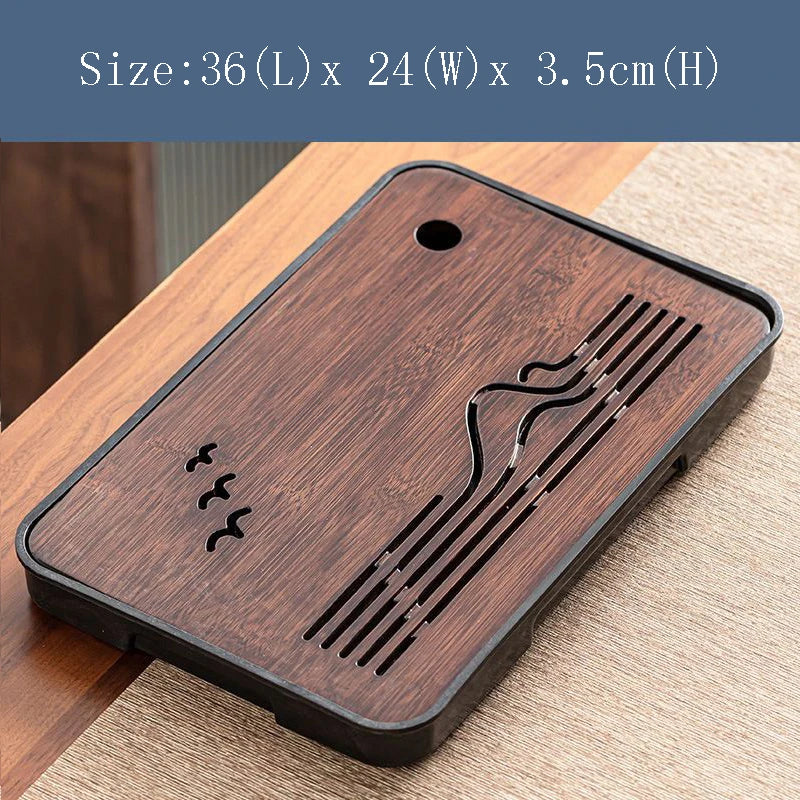 Bamboo Kungfu Tea Tray New Household Simple Water Storage Japanese Rectangular Modern Tea Table Dry wet amphibious Tray Tea Gift