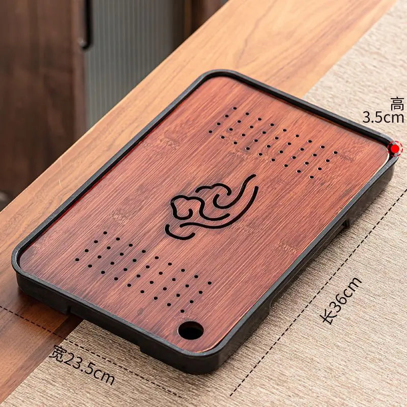 Bamboo Kungfu Tea Tray New Household Simple Water Storage Japanese Rectangular Modern Tea Table Dry wet amphibious Tray Tea Gift