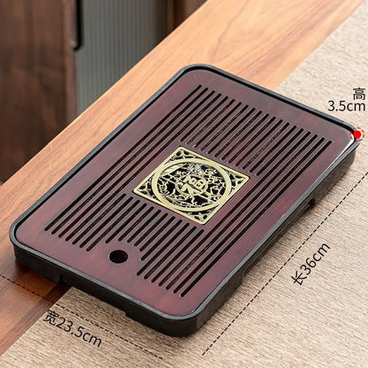 Bamboo Kungfu Tea Tray New Household Simple Water Storage Japanese Rectangular Modern Tea Table Dry wet amphibious Tray Tea Gift