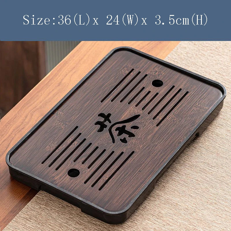 Bamboo Kungfu Tea Tray New Household Simple Water Storage Japanese Rectangular Modern Tea Table Dry wet amphibious Tray Tea Gift