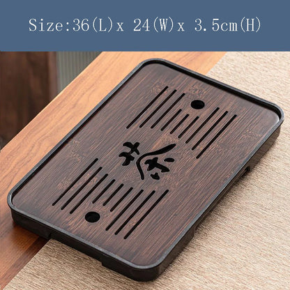 Bamboo Kungfu Tea Tray New Household Simple Water Storage Japanese Rectangular Modern Tea Table Dry wet amphibious Tray Tea Gift