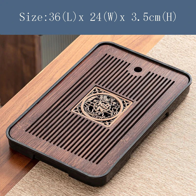 Bamboo Kungfu Tea Tray New Household Simple Water Storage Japanese Rectangular Modern Tea Table Dry wet amphibious Tray Tea Gift