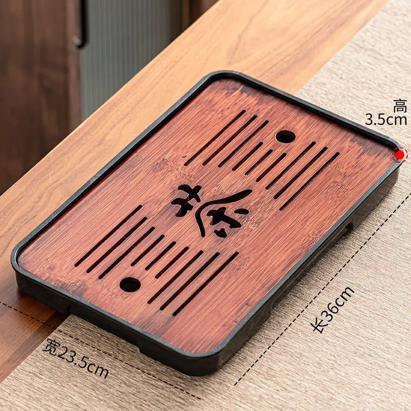 Bamboo Kungfu Tea Tray New Household Simple Water Storage Japanese Rectangular Modern Tea Table Dry wet amphibious Tray Tea Gift